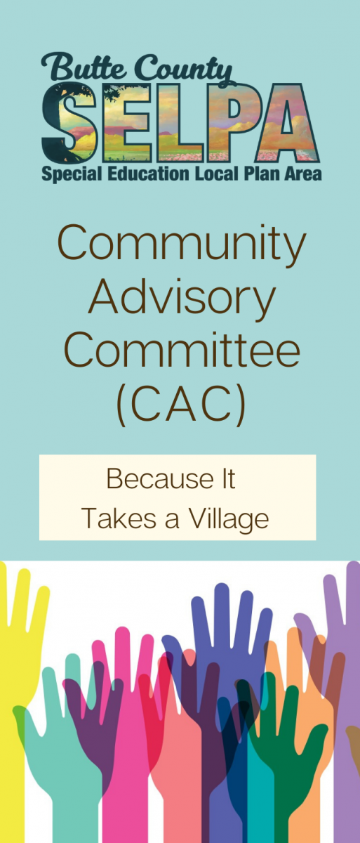 Front cover of trifold SELPA brochure about the Community Advisory Committee.