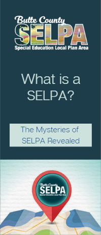 Front cover of trifold brochure describing what a SELPA is and does.